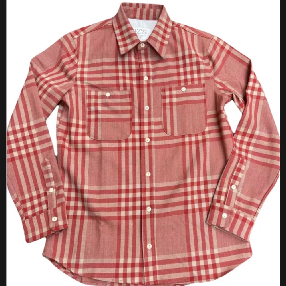 1791 Supply & Co Heritage 100% Wool Red/Beige Plaid Shirt Men’s Made in USA